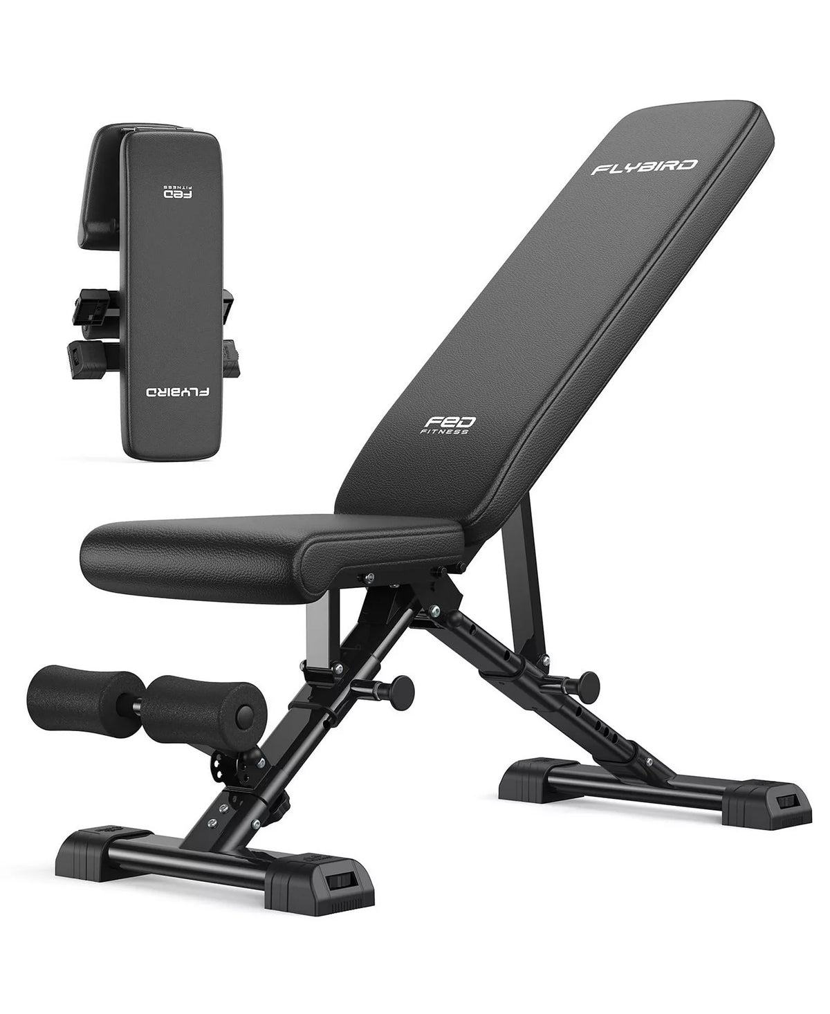 WB5 800LBS ASTM-Certified FLYBIRD WB5 Weight Bench, Foldable FID Adjustable Workout Bench with 30in Extended Backrest