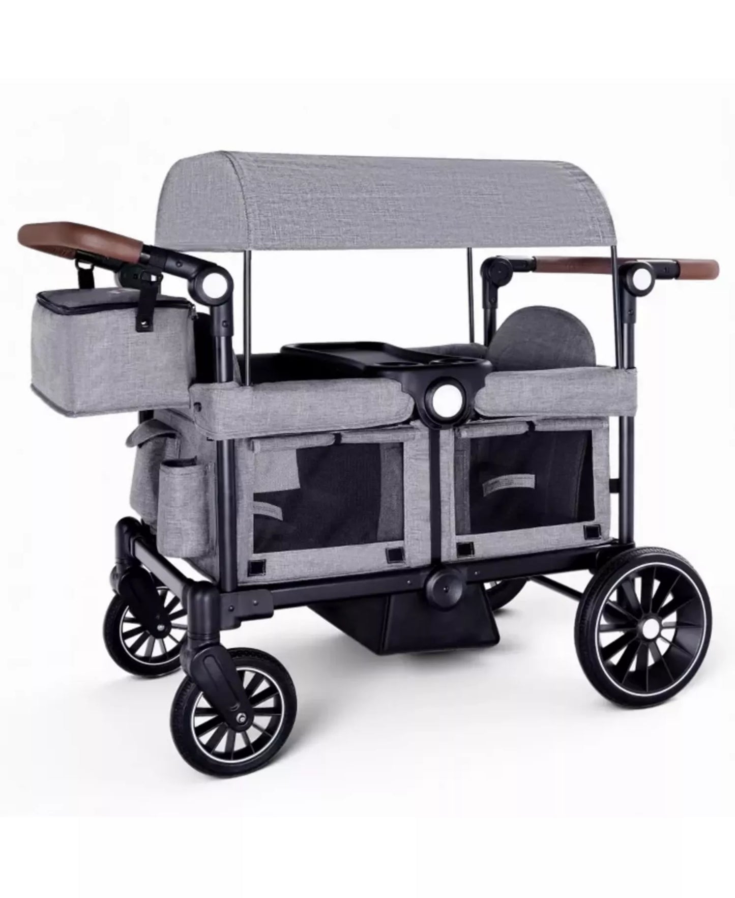 Baby Wagon Stroller for Two with Adjustable Handle, All-Terrain Wheels, Tray and Storage.