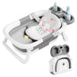 TUMAJUP Foldable Elephant Baby Bathtub for Infants and Toddlers with Soft Cushion and Thermometer-Gray
