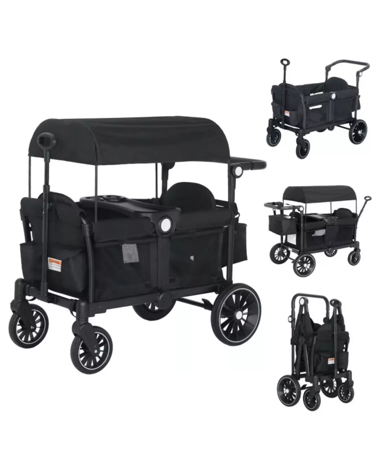 Baby All-Terrain Wagon Stroller for Two with Canopy, Snack Tray, Storage and Shock-Absorbing Wheels