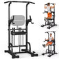 440LBS Assisted Pull Up Power Tower, Adjustable Resistance Dip Station with 2-in-1 Backrest, Multi-Function Strength Training Equipment