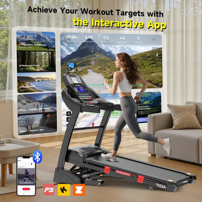 Treadmill with 20% Auto Incline 400lbs Capacity, 5.1HP Folding Treadmill for Home, 0.6-12MPH, 18" Wide Deck, Knee Support