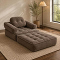 LauKingdom 66.9 Inch Convertible Corduroy Floor Sofa Bed 2 in 1 Foldable Chaise Lounger with Armrests for Dorm Room Apartment Cozy Fall Home Decor