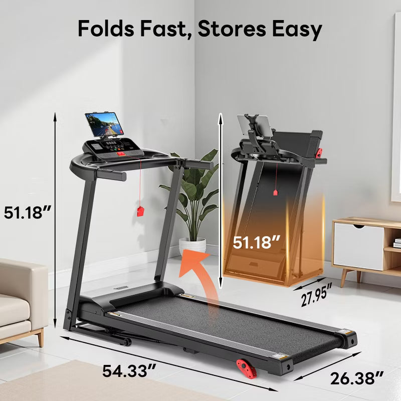 3.25HP Treadmills on Sale for Home, Electric Treadmill 300 LBS Capacity, Foldable Treadmill with Incline, Running Machine w/64 Preset Programs