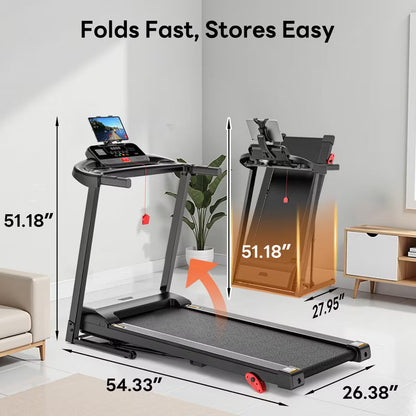 3.25HP Treadmills on Sale for Home, Electric Treadmill 300 LBS Capacity, Foldable Treadmill with Incline, Running Machine w/64 Preset Programs