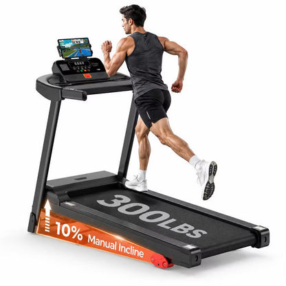 Folding Treadmill for Heavy People 300lb Capacity, Wide Running Belt Machine with 10% Incline, 3.5HP Quiet Motor, 71 Smart Workout Programs