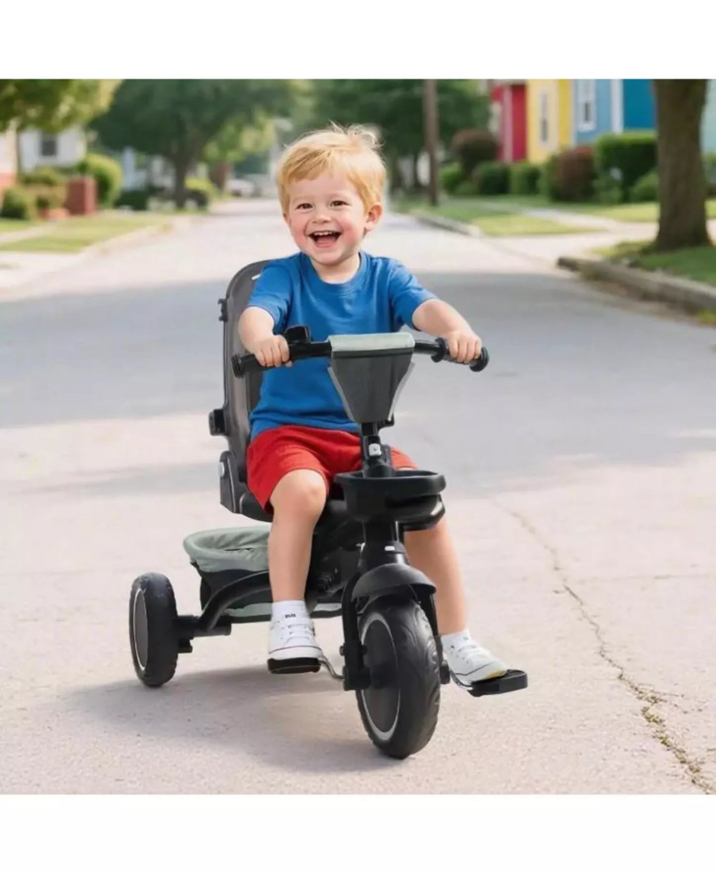 8-in-1 Kids Tricycle with Adjustable Push Handle, Canopy and Storage