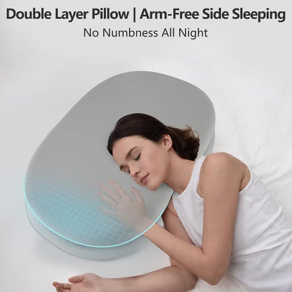 DONAMA Cervical Memory Foam Pillow for Side Sleepers, Dual-Layer Soft and Firm Contour with Cooling Cover