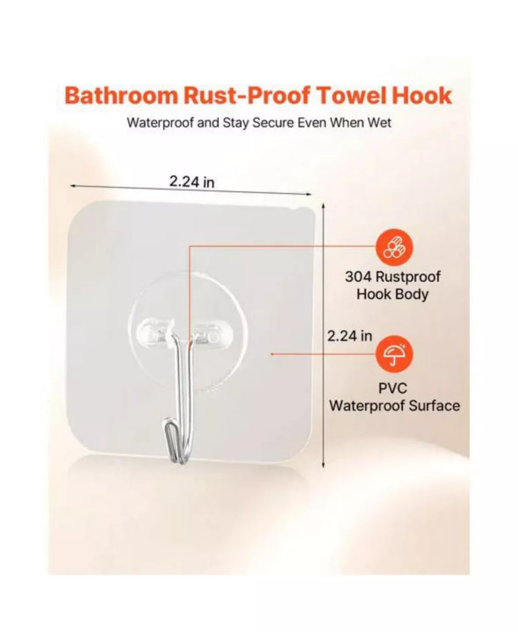 12-Pack Adhesive Wall Hooks - Heavy-Duty Stainless Steel Towel Hangers