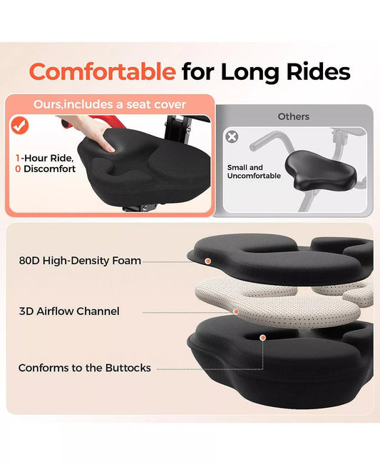 5-in-1 Pro Folding Exercise Bike, Enhanced Magnetic Resistance, 330LB Capacity, Ultra-Quiet, Soft Cushion Seat, LCD and Bands for Home Gym