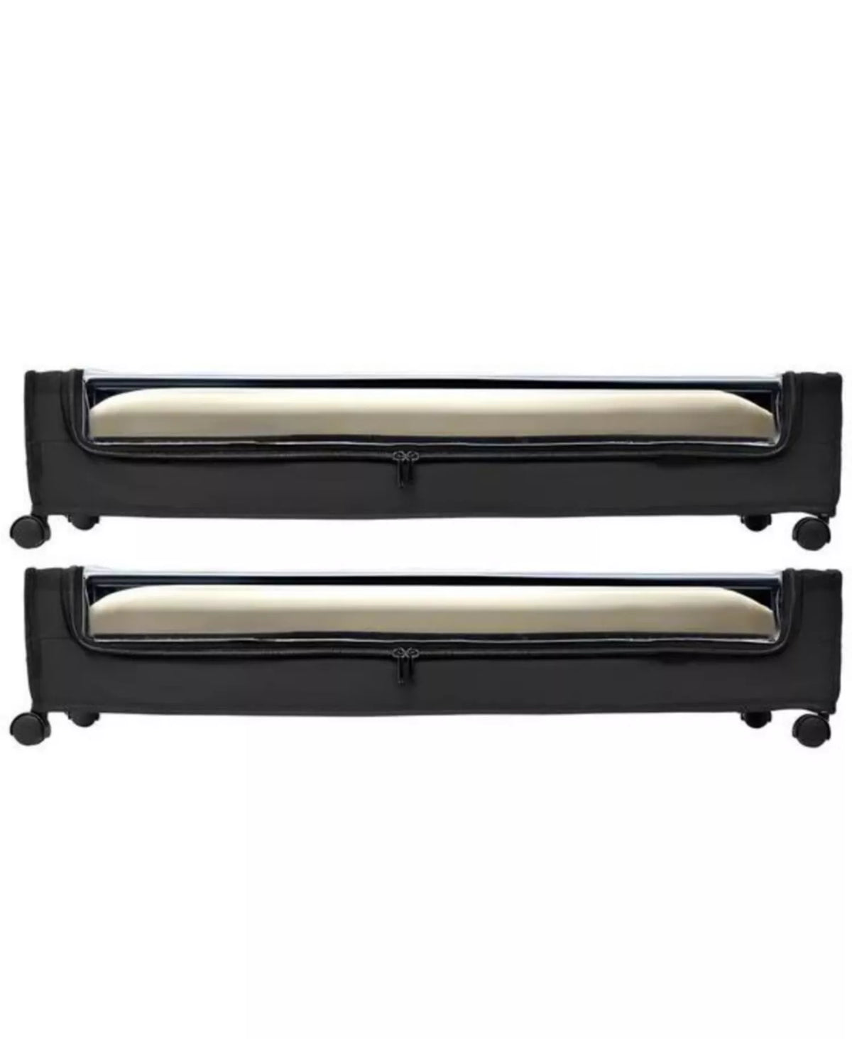 2-Pack Rolling Underbed Storage Bins - Metal Frame Shoe and Clothes Organizer with Clear Lid