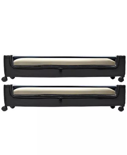 2-Pack Rolling Underbed Storage Bins - Metal Frame Shoe and Clothes Organizer with Clear Lid