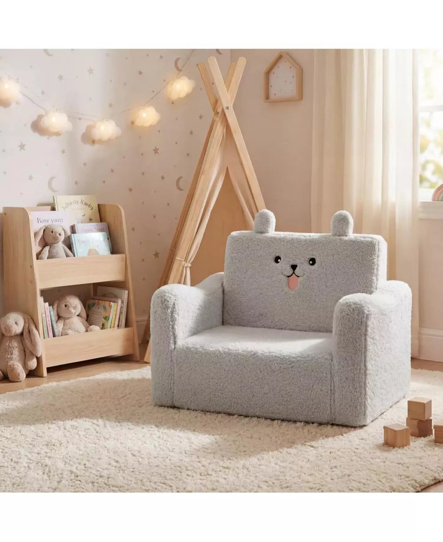 2-in-1 Toddler Sofa Chair Converts to Flip-Open Lounger Bed