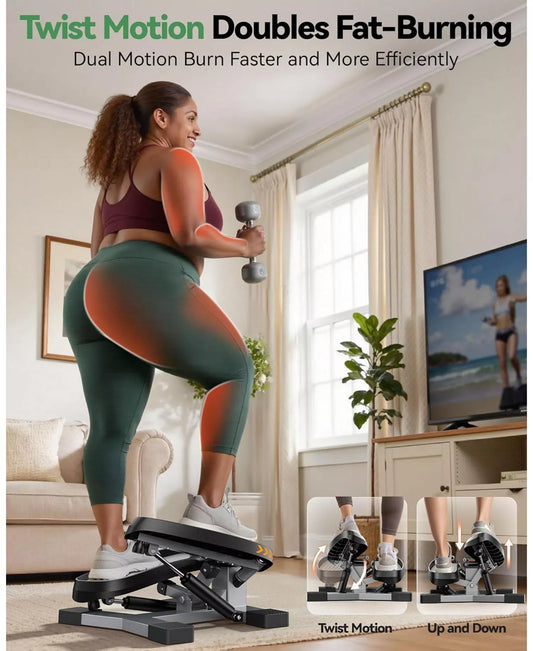 Twist Stair Stepper Machine, Home Mini Step Trainer with Resistance Bands, 350lbs+ Capacity and Full Body Exercise
