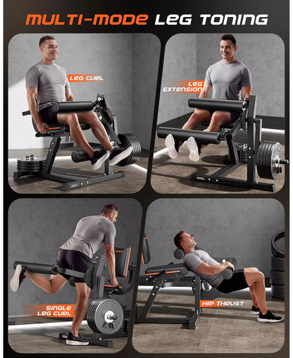 700LBS Integrated 4-in-1 Leg Curl and Extension Machine, Adjustable Lower Body Strength Workout Equipment for Home Gym