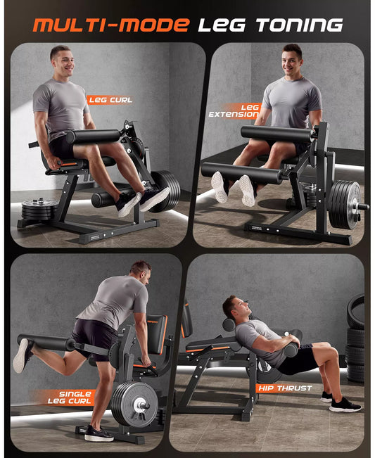 700LBS Integrated 4-in-1 Leg Curl and Extension Machine, Adjustable Lower Body Strength Workout Equipment for Home Gym