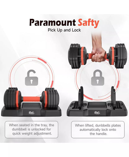 15LB to 55LB Adjustable Dumbbell Set Pair 5-Level Weights Anti-Slip Handle Full Body Workout Equipment