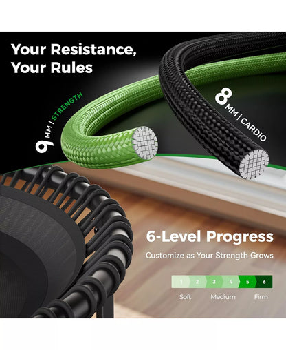 BT4 Soft Land Pro 40 Inch Bungee Trampoline, 500LBS Quiet Indoor Rebounder with Adjustable Tension and Phone Holder