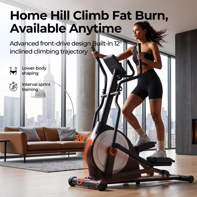 FED FITNESS Elliptical Exercise Machine with Heart Rate Grips,Ultra Silent Magnetic Elliptical Machine for Home with 16 Levels Resistance