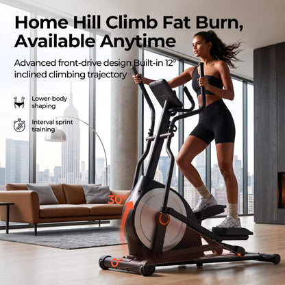FED FITNESS Elliptical Exercise Machine with Heart Rate Grips,Ultra Silent Magnetic Elliptical Machine for Home with 16 Levels Resistance