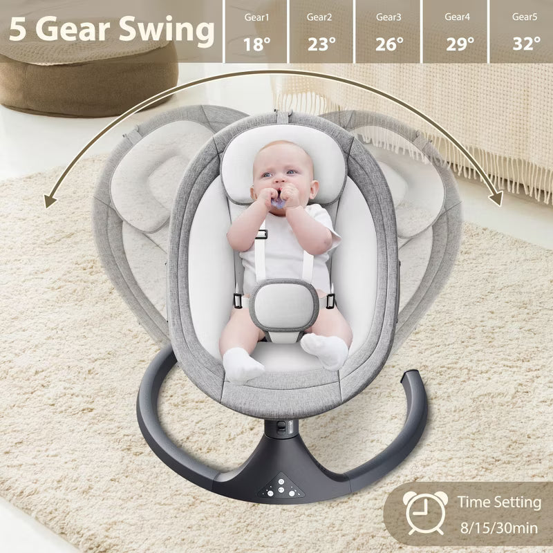 TUMAJUP Baby Swing for Infants with Bluetooth-Gray