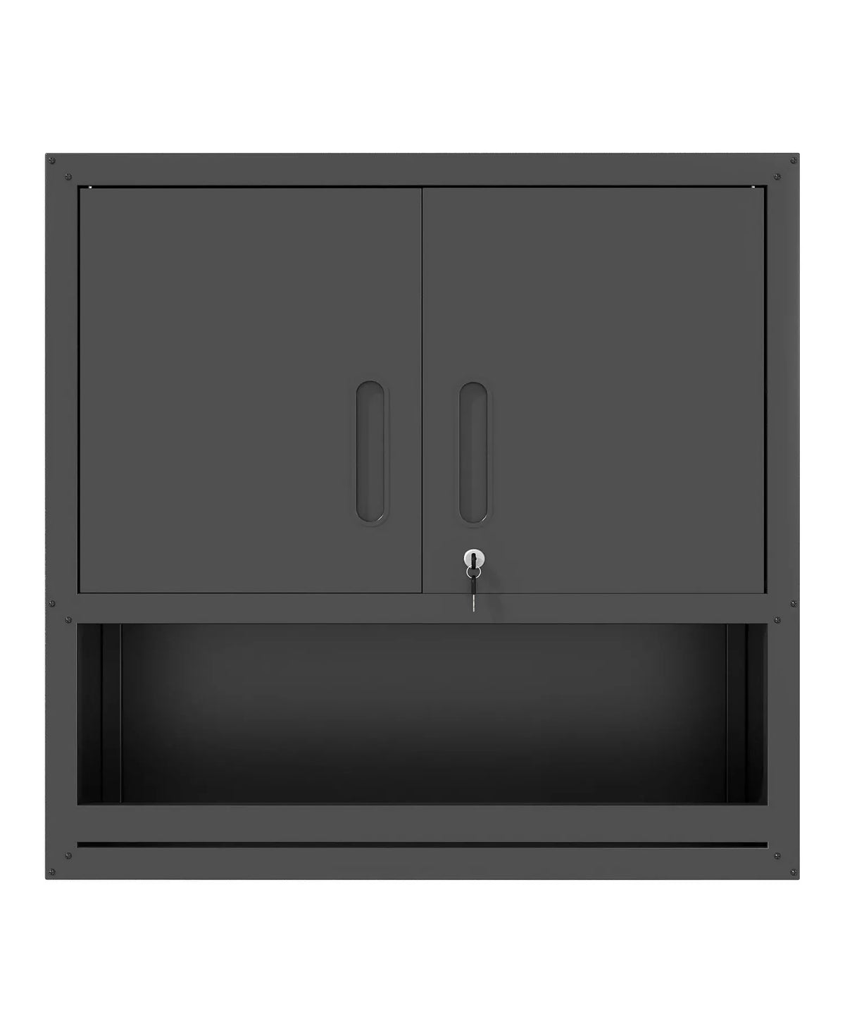 30" Wall Mounted Metal Cabinet 2 Locking Doors Open Drawer Garage Storage