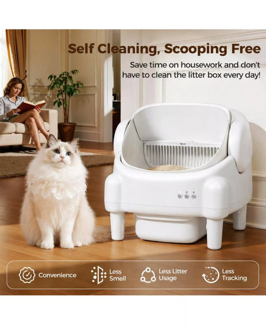 Automatic Self-Cleaning Cat Litter Box with App & Multi Anti-Pinch Safety Sensors