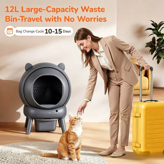 Smart Self-Cleaning Cat Litter Box with Odor Control & Multi-Cat Friendly Design