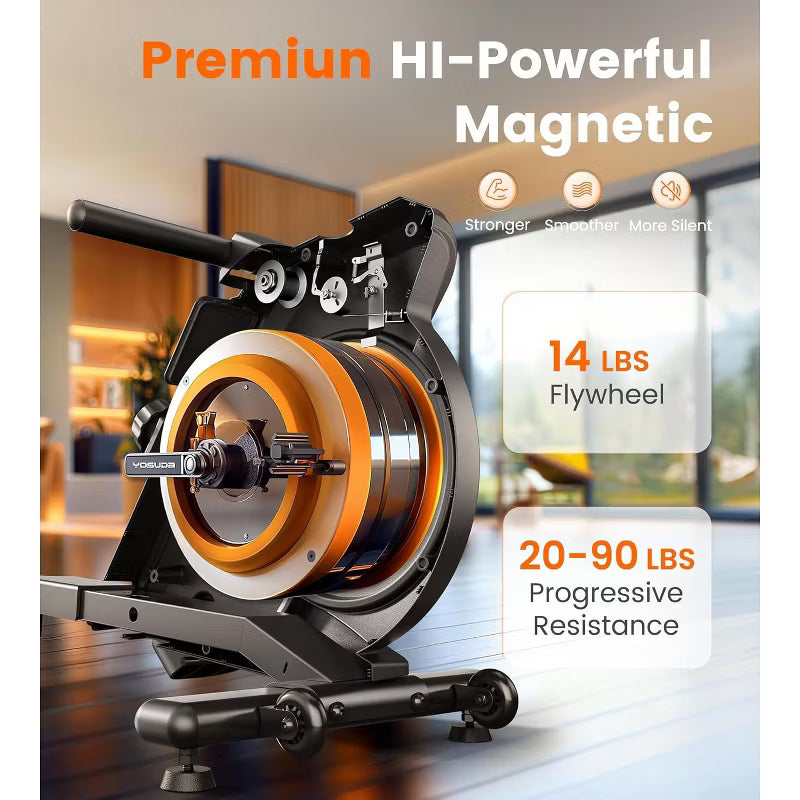 YOSUDA Plus Model Magnetic Rowing Machine for Home-Rower Machine Use with Bluetooth, App Supported, LCD Monitor, and Comfortable Seat Cushion
