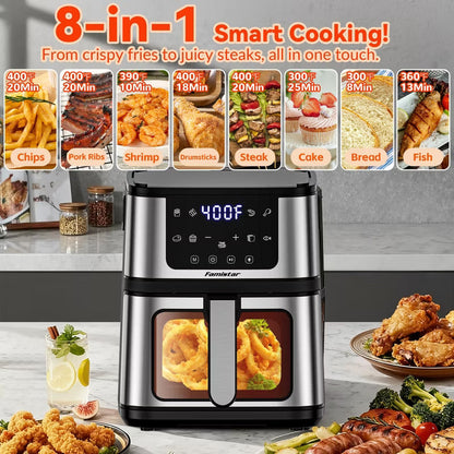 Air Fryer Clearance Sale,8 Preset Cookings, 7.5 QT Portable Airfryer, 8 in 1 Touch Screen, Visible Window, Including Air Fryer Paper Liners 100PCS