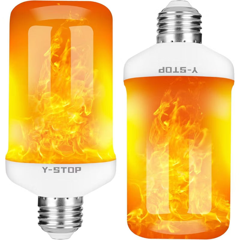 LED Flame Effect Light Bulbs 4-Pack, E26 Base, 4 Modes, Gravity Sensor