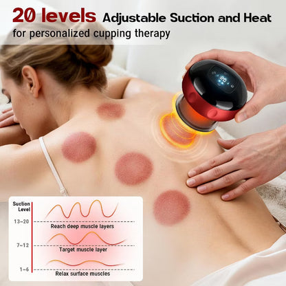 Furoching Smart Cupping Therapy Set with Red Light, Heat and 20 Suction Levels.