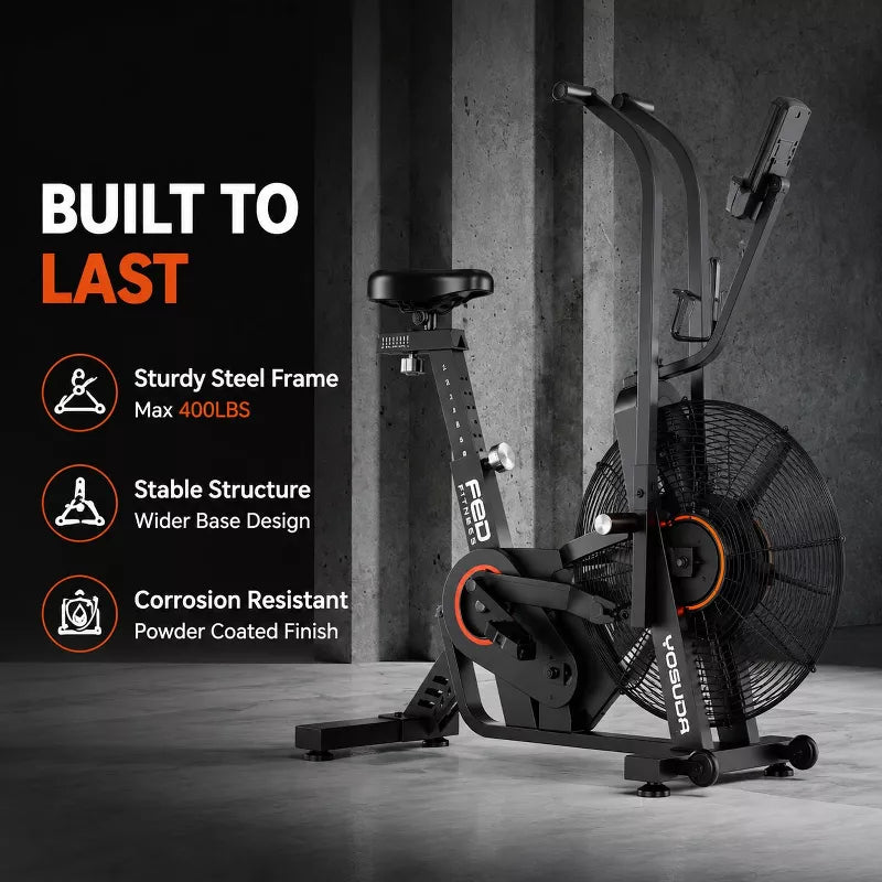 YOSUDA Air-Resistance Exercise Fan Bike, Air Bike with Dual Acction Handlebars&Dual-Layer Transmission System