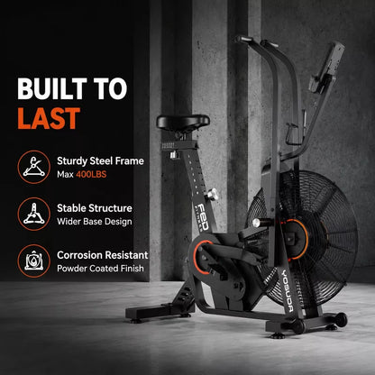 YOSUDA Air-Resistance Exercise Fan Bike, Air Bike with Dual Acction Handlebars&Dual-Layer Transmission System