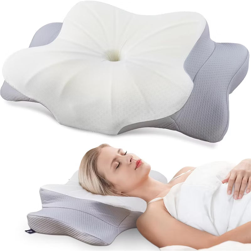 Cervical Pillow, Contour Memory Foam Pillow, Ergonomic Neck Support Pillow for Side Back Stomach Sleepers with Pillowcase-King Size