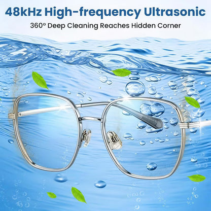 Ultrasonic Jewelry Cleaner with Dual Cleaning Modes and Stainless Steel Tank,Black