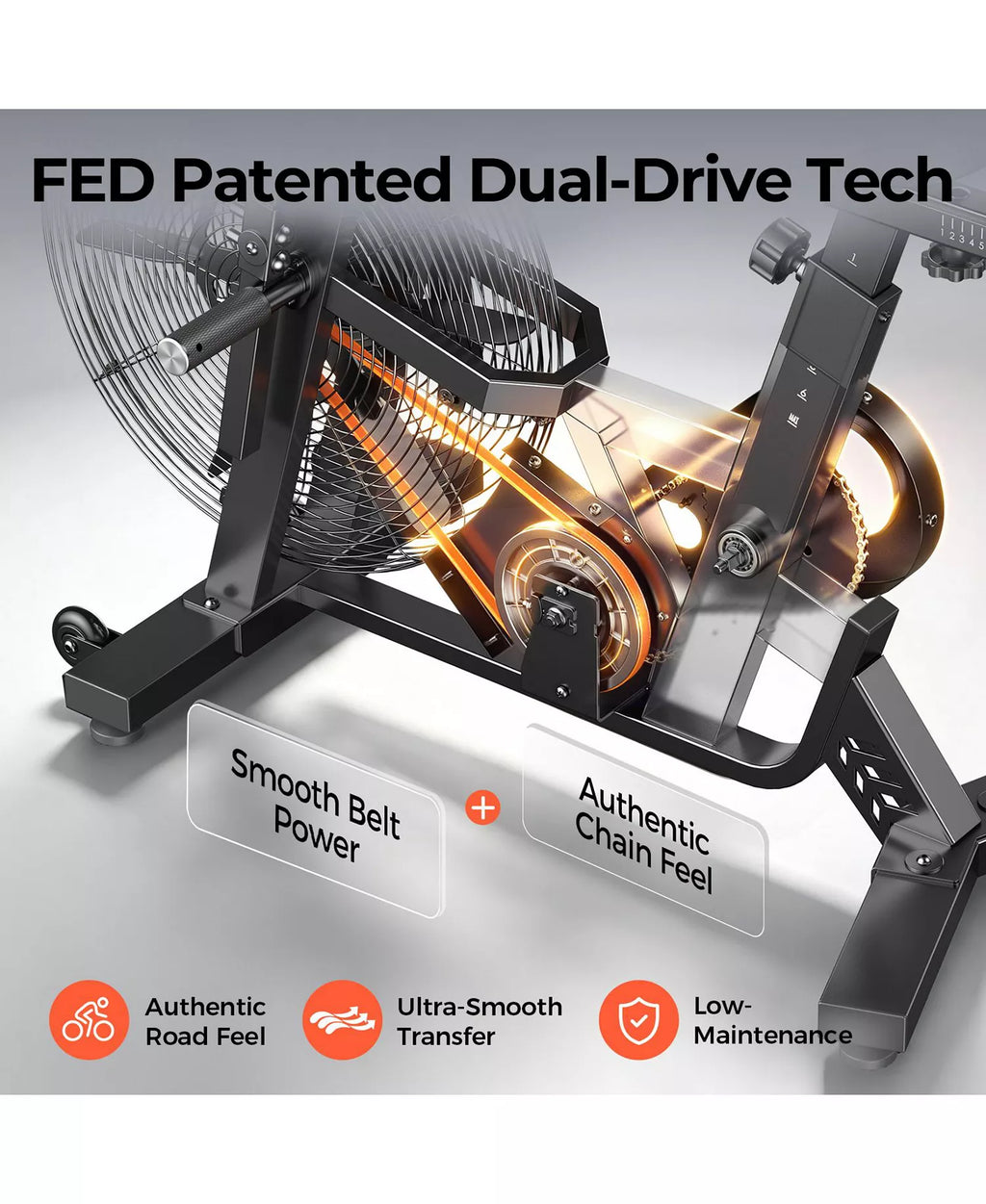 Pro Air Bike, Patented Dual Drive Air Resistance Exercise Bike, Bluetooth Smart Connect Full Body Fan Bike for Home and Garage Gym