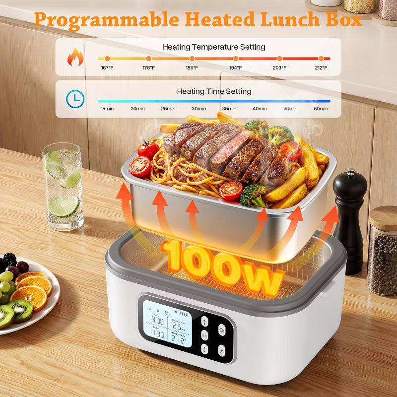 Personal Meal Warmer with Timer, 1.4L Stainless Steel Container