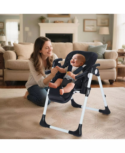 Baby Convertible High Chair with Adjustable Height, Double Tray and Compact Fold,