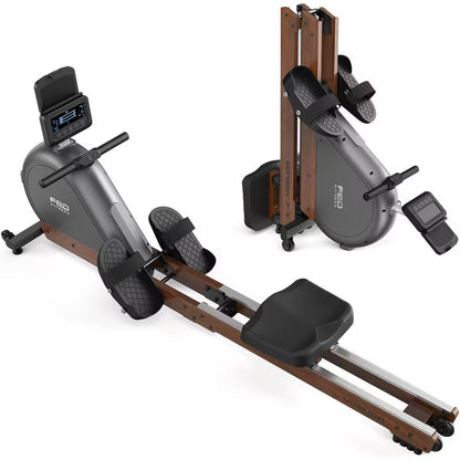 YOSUDA Wooden Rowing Machine for Home, Foldable Magnetic Rower | 32 Levels Resistance & Self-Powered System