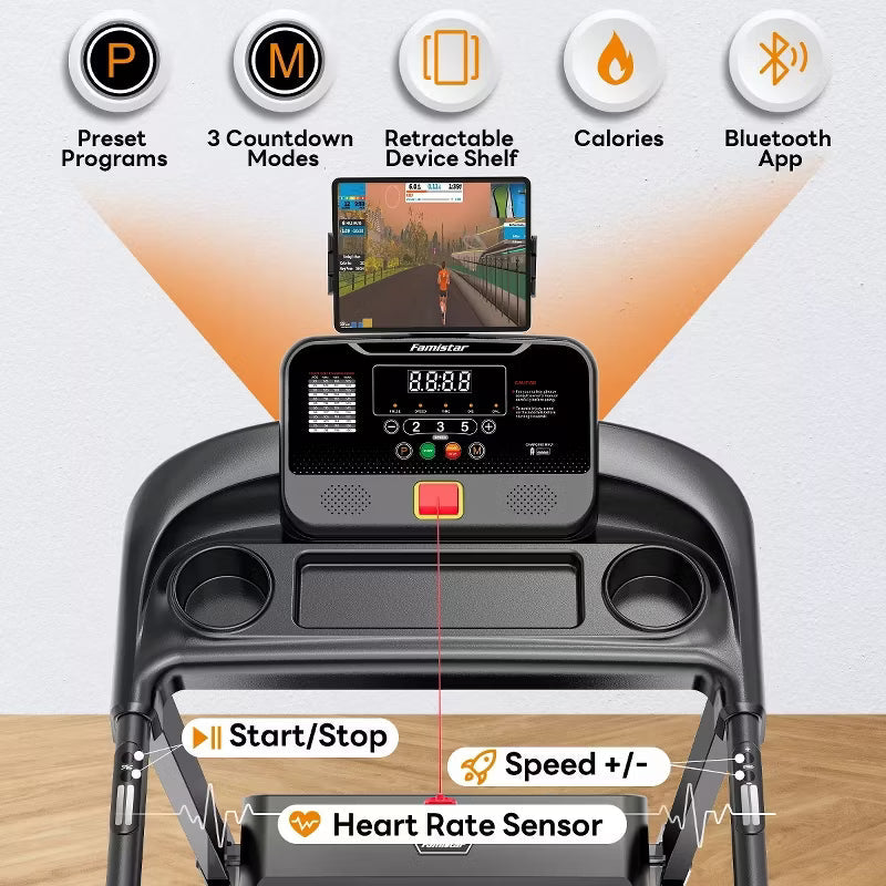 Quiet 3.15HP Brushless Treadmill with 350 lbs Capacity, Adjustable Incline & Smart App Support