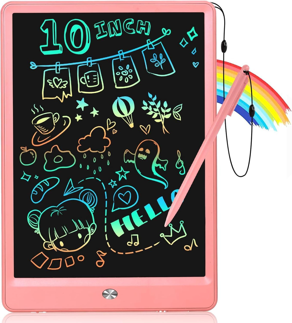 LCD Writing Tablet for Kids, Road Trip Essentials 10 Inch Kids Drawing Pad, No Mess Coloring Books for Toddler, Travel Toys Car Airplane Activities, Birthday Gifts for 3-8 Years Old Girls Boys