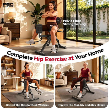 2 in 1 Hip Abductor & Adductor Machine for Home Gym, targets glutes and inner thighs with 6 resistance levels and dual foot bars.