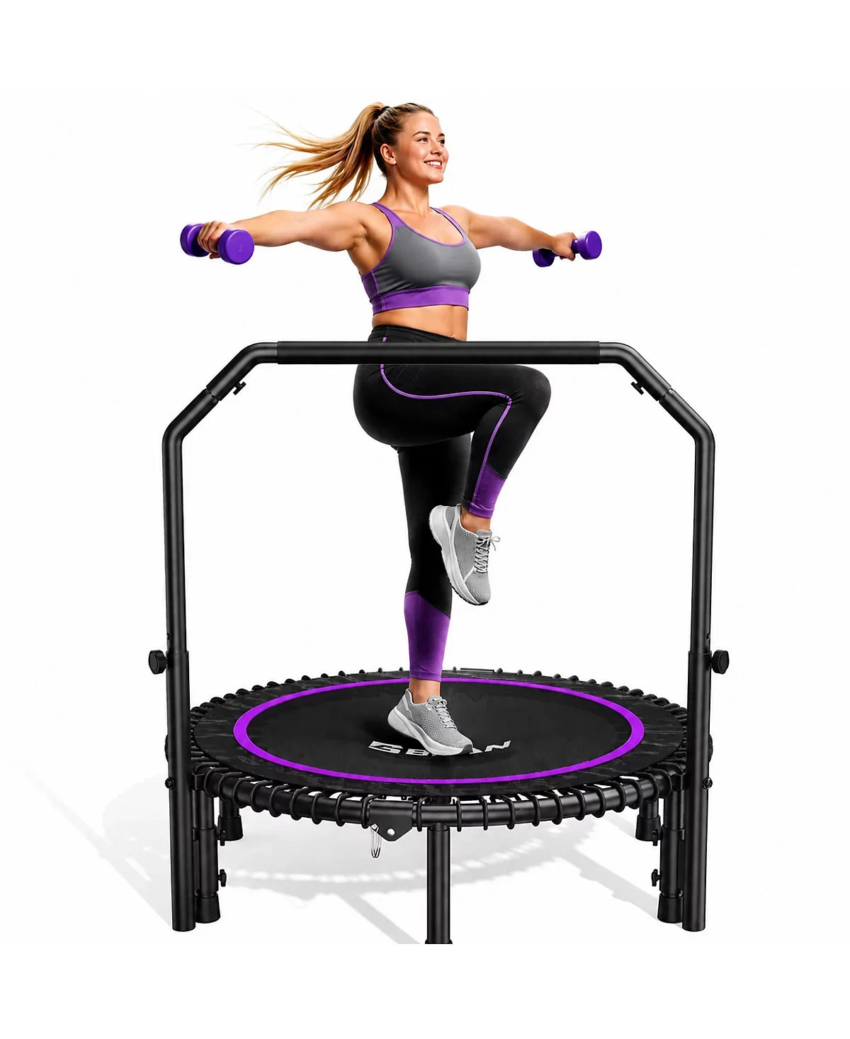 BT2 Mini Rebounder Trampoline with Handle, Bungee Fitness, Adjustable and Quiet