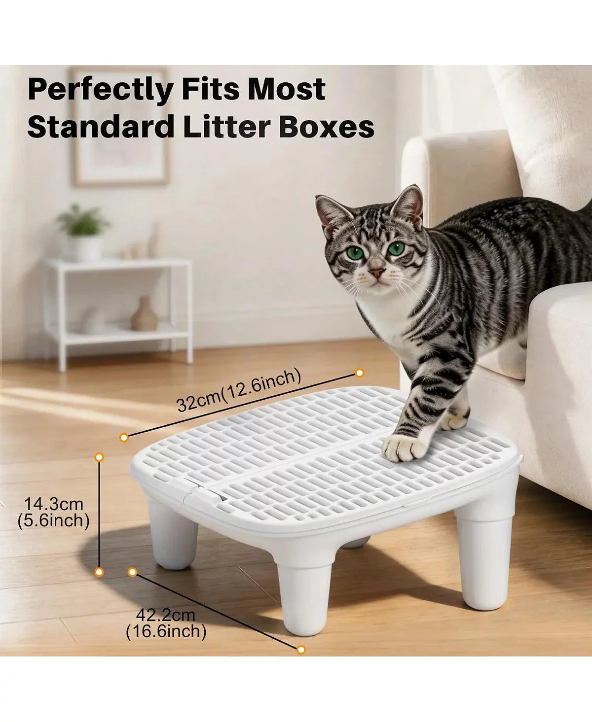 Cat Litter Box Step Ramp, Anti-Tracking Litter Catcher Pedal Stool, Detachable Entry Step for Automatic Litter Boxes
