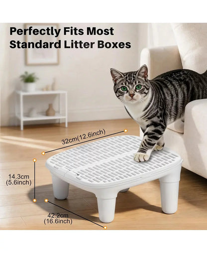 Cat Litter Box Step Ramp, Anti-Tracking Litter Catcher Pedal Stool, Detachable Entry Step for Automatic Litter Boxes