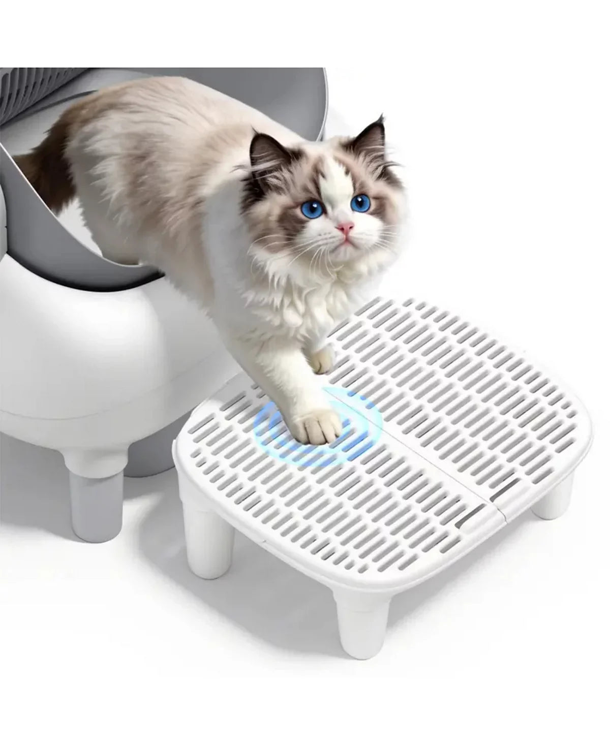 Cat Litter Box Step Ramp, Anti-Tracking Litter Catcher Pedal Stool, Detachable Entry Step for Automatic Litter Boxes