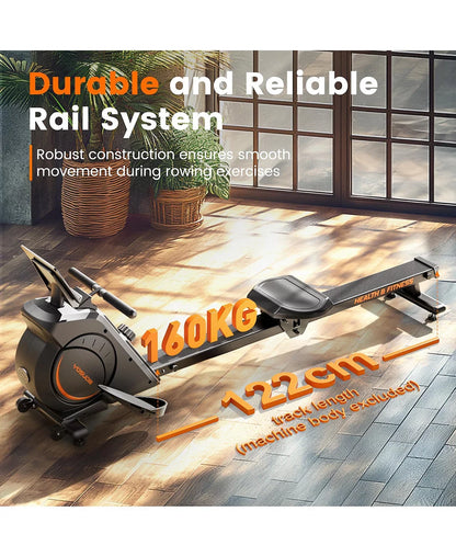 YOSUDA Magnetic Rowing Machine 16 Level Adjustable Resistance Bluetooth App Support LCD Monitor with Comfortable Seat Cushion for Home Gym