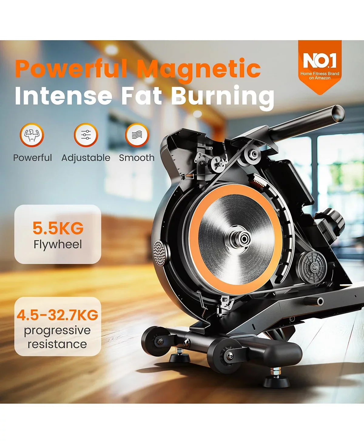 YOSUDA Magnetic Rowing Machine 16 Level Adjustable Resistance Bluetooth App Support LCD Monitor with Comfortable Seat Cushion for Home Gym