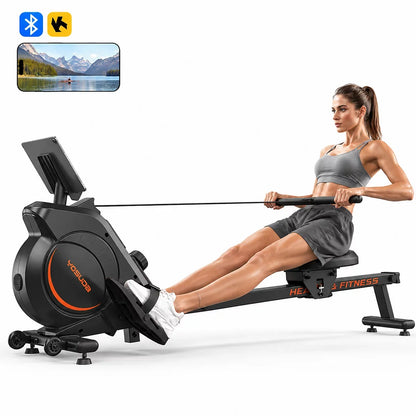 YOSUDA Magnetic Rowing Machine 16 Level Adjustable Resistance Bluetooth App Support LCD Monitor with Comfortable Seat Cushion for Home Gym
